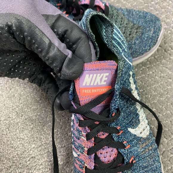 Nike Free RN Flyknit Running Shoes Women's 9 Blue Teal Pink Sneakers 831070 004 - Picture 14 of 15